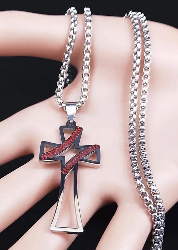 Baseball Cross Stainless Steel Necklace