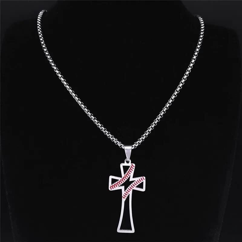 Baseball Cross Stainless Steel Necklace